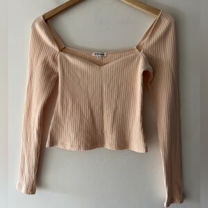 Reformation Peachy Cream October Knit Ribbed Top Sweetheart Neckline